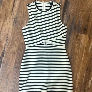 Express Black and white stripe cutout dress